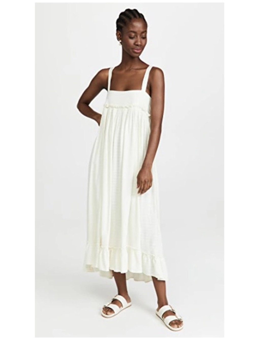 Free People Gretchen Convertible Pinafore Maxi Dress in Gardenia - Picture 4 of 7